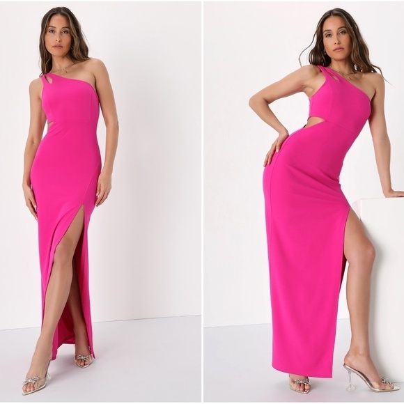 LULU's Sexy Prom Wedding Elegant Classy One Shoulder Mermaid Trumpet Gown - Picture 1 of 4